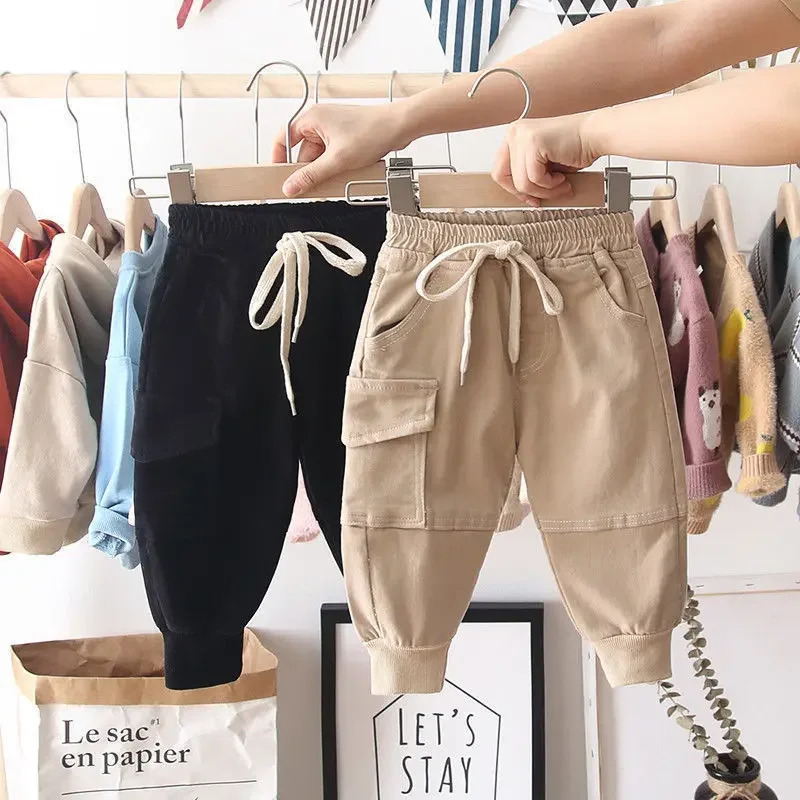 Cotton Cargo Pants for 2-6 Years Old Solid Boys Casual Sport Pants Enfant Garcon Kids Children Trousers 2-8Years Clothes261016