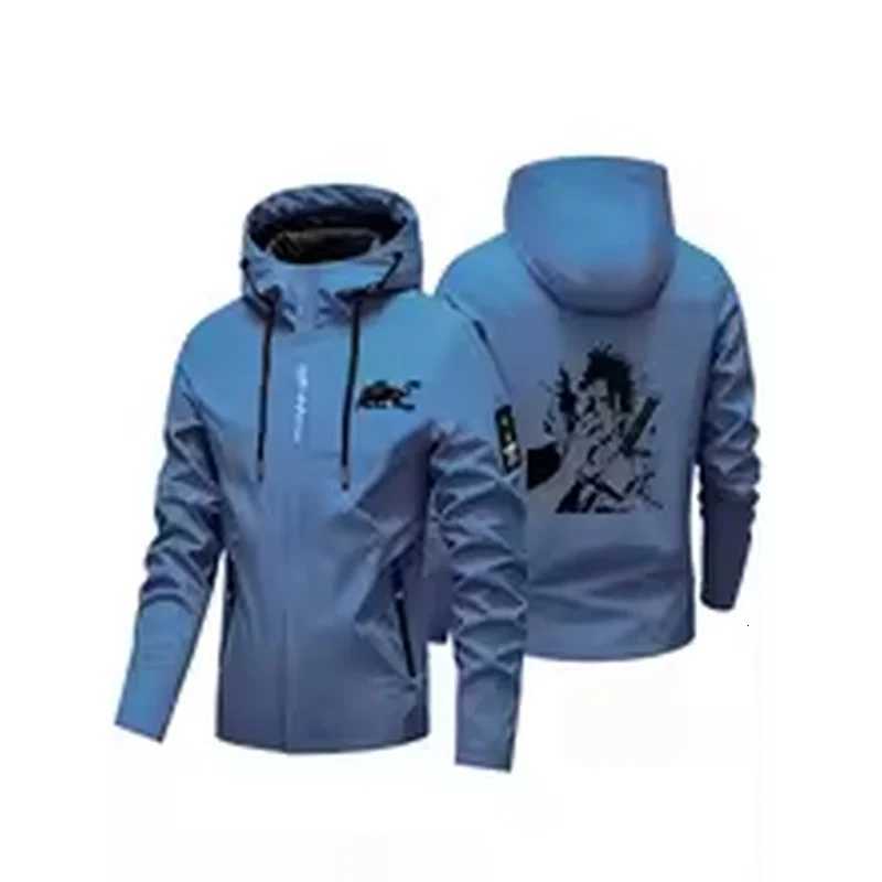 Outdoor Jackets Hoodies Men Lightweight Hooded Windbreaker Spring Autumn Outdoor Coat Japanese Samurai Ink Drawing Print Hiking Fishing Casual JackT