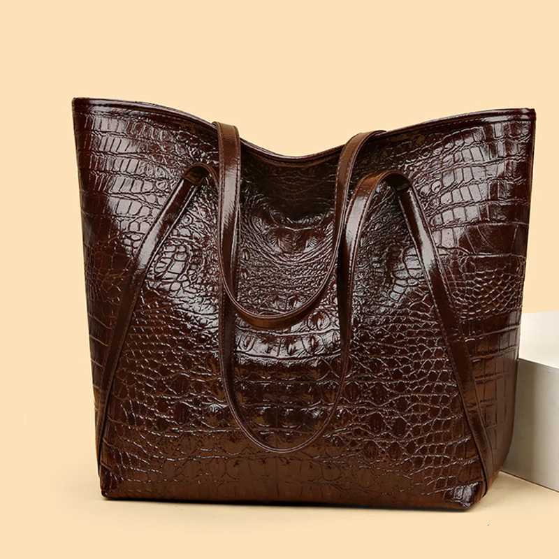 Shoulder Bags Simple And Versatile Crocodile Print Tote Bag Large Capacity Fashion Handbag Vintage Design Shoulder Women's Bag X261016