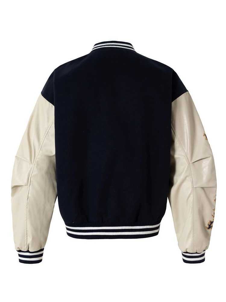 Man Men's for Jackets Jackets Streetwear High Street Baseball Jacket Color Block PU Leather Sleeve Embroidery Design Autumn Winter New Fashion