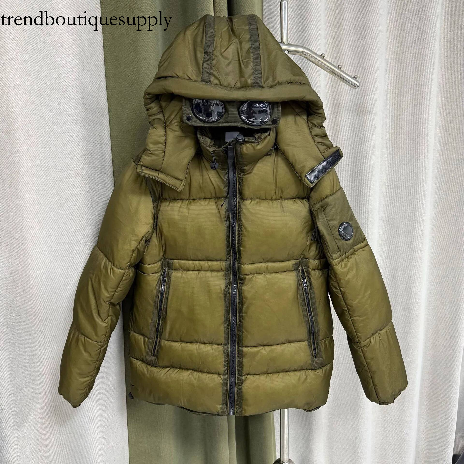 Designer Companyy Hooded Cotton Down Lens Glasses High Street Fashion Couple Style Streetwear Pullover Casual Coat for Autumn Winter d80