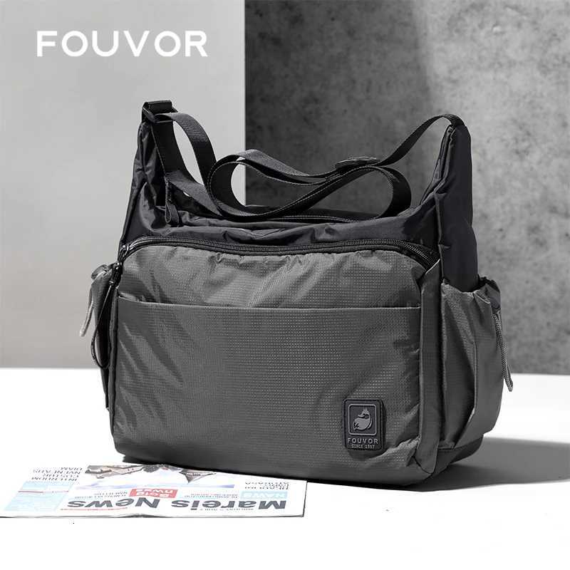 Shoulder Bags Fouvor Men's Black Shoulder Bag Large Fashion Nylon Sports Travel Crossbody Bag 2025 Waterproof Casual Lightweight Bags 3027-06 H