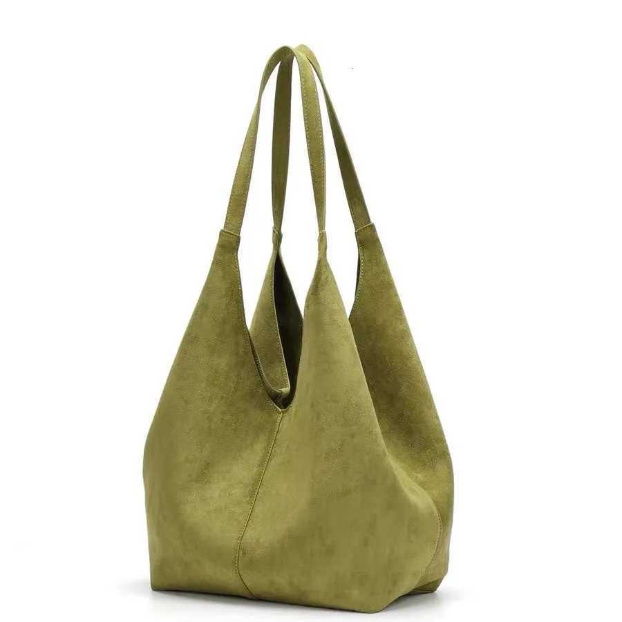 Shoulder Bags Fashion Green Bucket Bag Vintage Faux Suede Shoulder Bags for Women Designer Handbag NEW Shopper Tote Commuting Bag Purse Female X2610