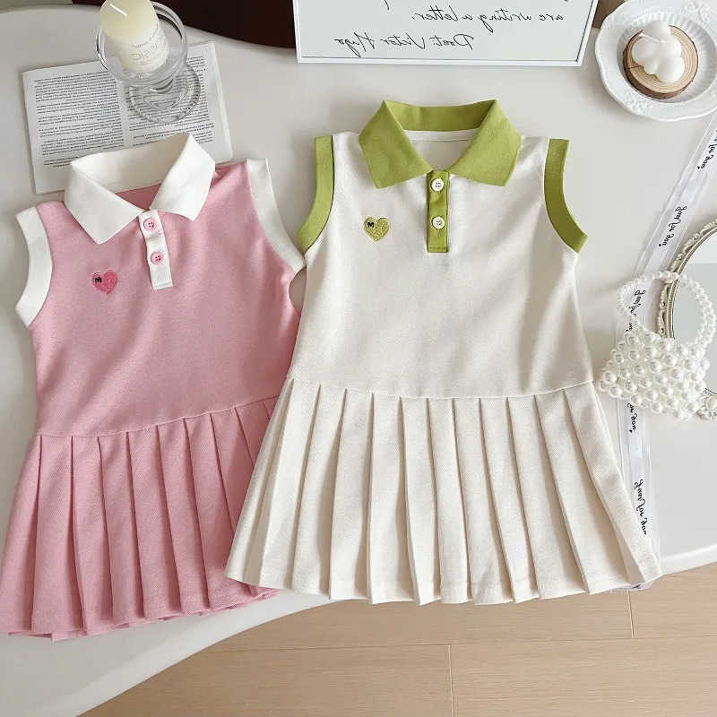 Children 2025 Dress Spring Summer Turn-Down Collar Kids Clothes Fashion Toddler Baby Girls Clothing Summer Dress Girl Clothes S2610163GSQ