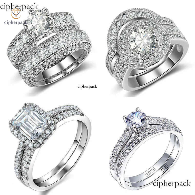 Large Special Sparkling Dia Ring New Sterling Sier Wedding Rings Set for Bridal Women Engagement Finger Party Gift Designer Jewelry