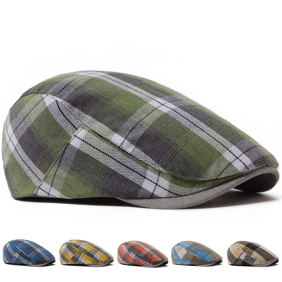 Plaid Summer Thin Beret Women Men Fashion Vintage Visor Hat Casual Female Newsboy Caps Retro Flat Cap For Spring Autumn New S261016JD0K