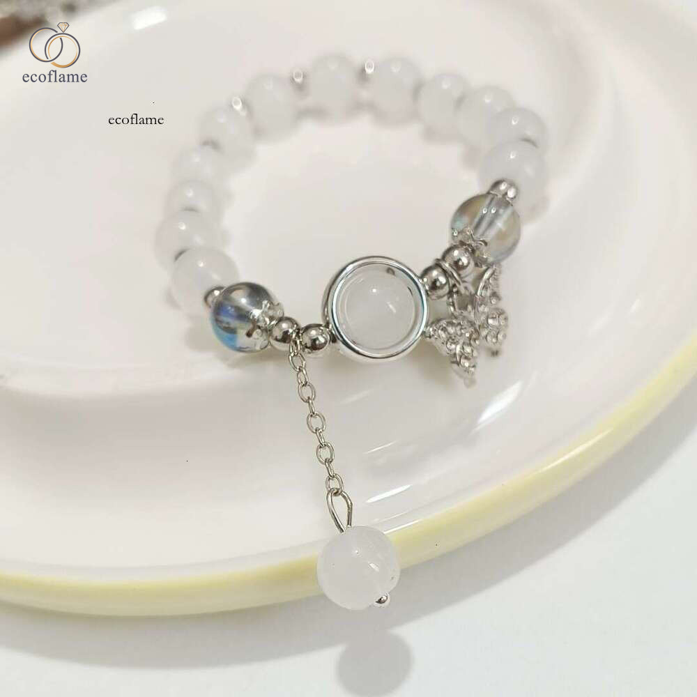 Butterfly Anti-Cat's Eye Stone INS Light Luxury Niche Design Aquamarine Beaded Bracelet Gift for Girlfriend Best Friend Couple