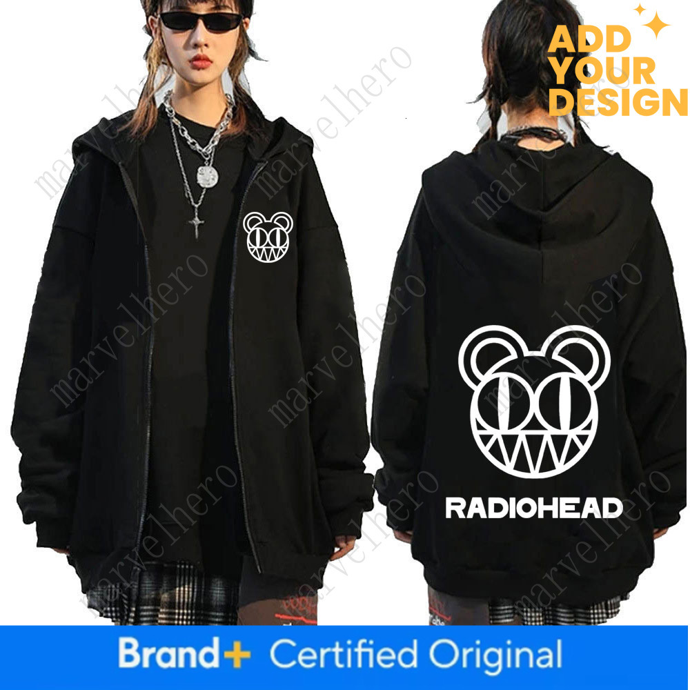 Rock Band Radiohead Logo Zipper Hoodie Men S Fashion Vintage Zip Up Sweatshirt Punk Hip Hop Oversized Hoodies Jacket Outerwear