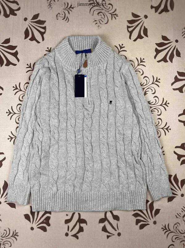 polo Fall And Winter Knitted Sweaters For Men Designer Cable Knit Couple Stand Collar Embroidered Half Zip Womens Sweater Tops Coat polo 198
