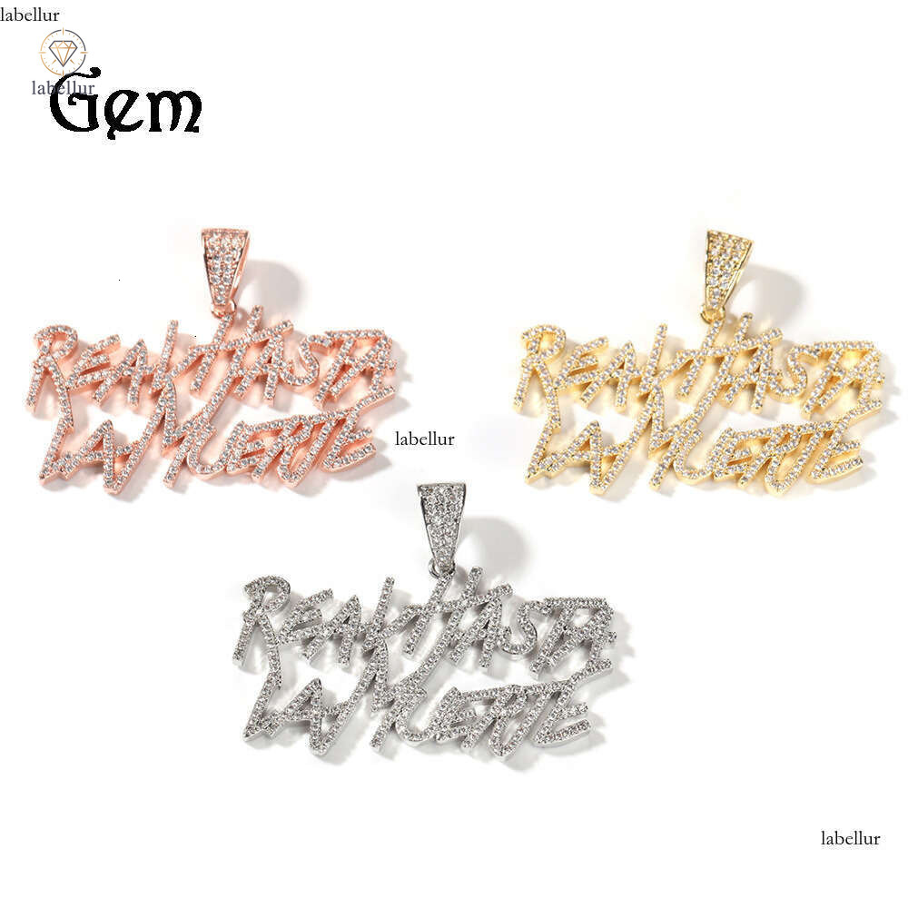 New Moissanite Jewelry Style Double Layer Letter Pendant Necklace Jewelry for Men Versatile Hip Hop Rap Trendy Brand Accessories Wholesale 5