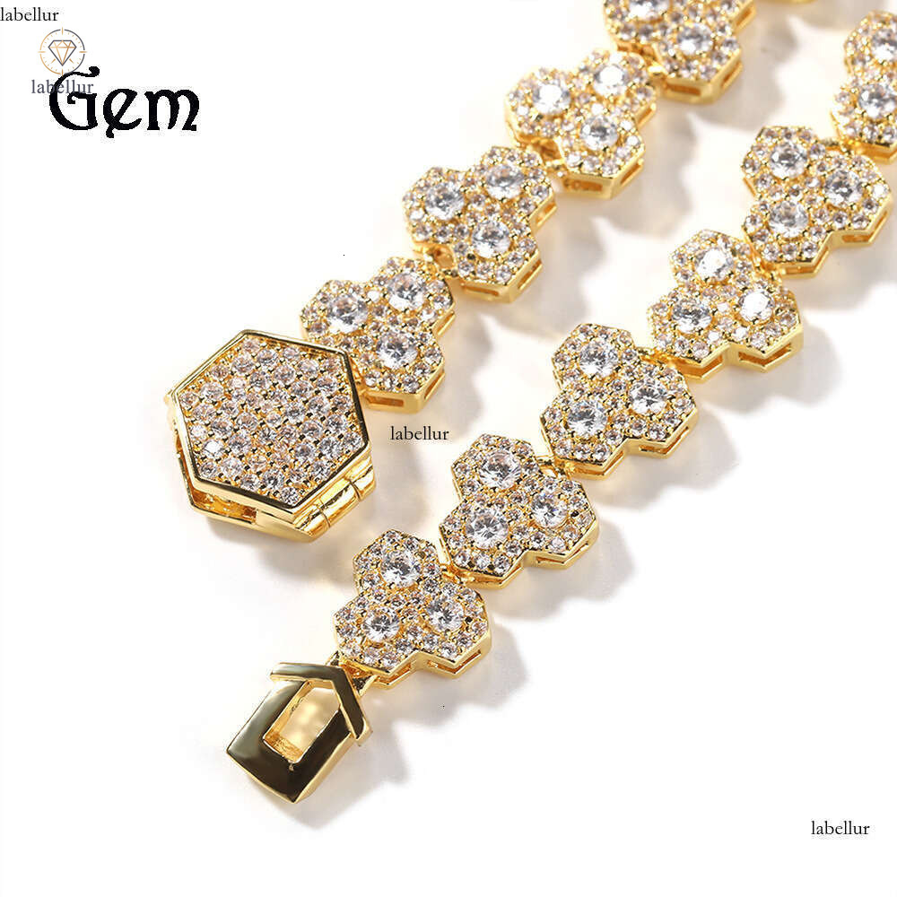 Hip Hop Honeycomb Tennis Chain Moissanite Jewelry New Silver Silver Inlaid Moissanite Men's Necklace Fashion Versatile Jewelry c