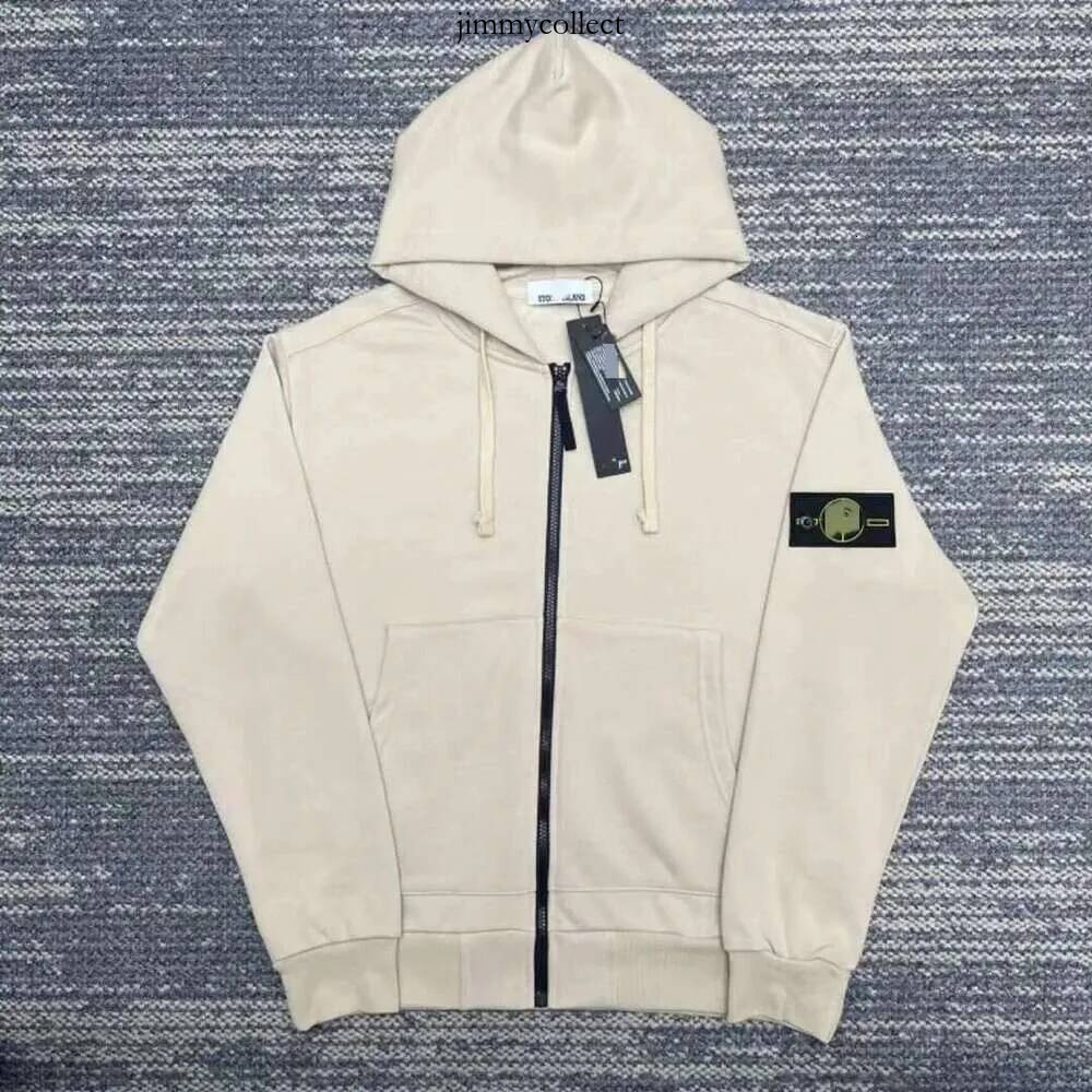 stone Cross Border Designer Clothing Stone Embroidered Unisex Solid Mens Color Casual Sports Hoodie Jacket Compass Sleeve Zipper Sweatshirt Technica