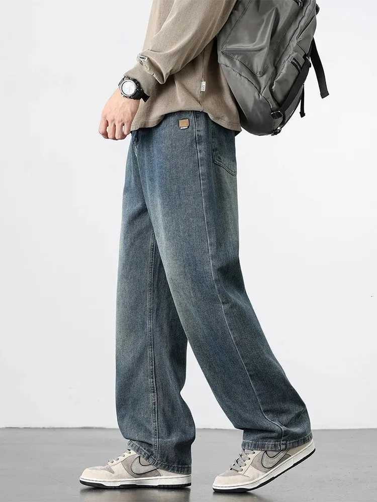 Men's Jeans Spring Autumn American Retro Straight Jeans Men Streetwear Korean Fashion Loose Baggy Wide Leg Denim Pants Male Casual TrousersT261