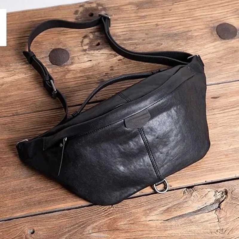 Cross Body AETOO handcrafted men's genuine leather chest bag top layer cowhide trendy backpack niche design mobile phone bag casua H261016