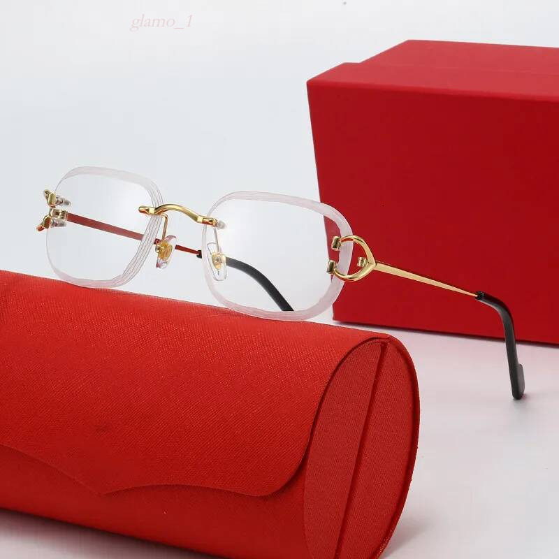 Mens Designer Rimless Oval Sunglasses Metal Frame C Logo Accents Multi Color Lens UV400 Protection Retro Luxury Glasses for Women Driving