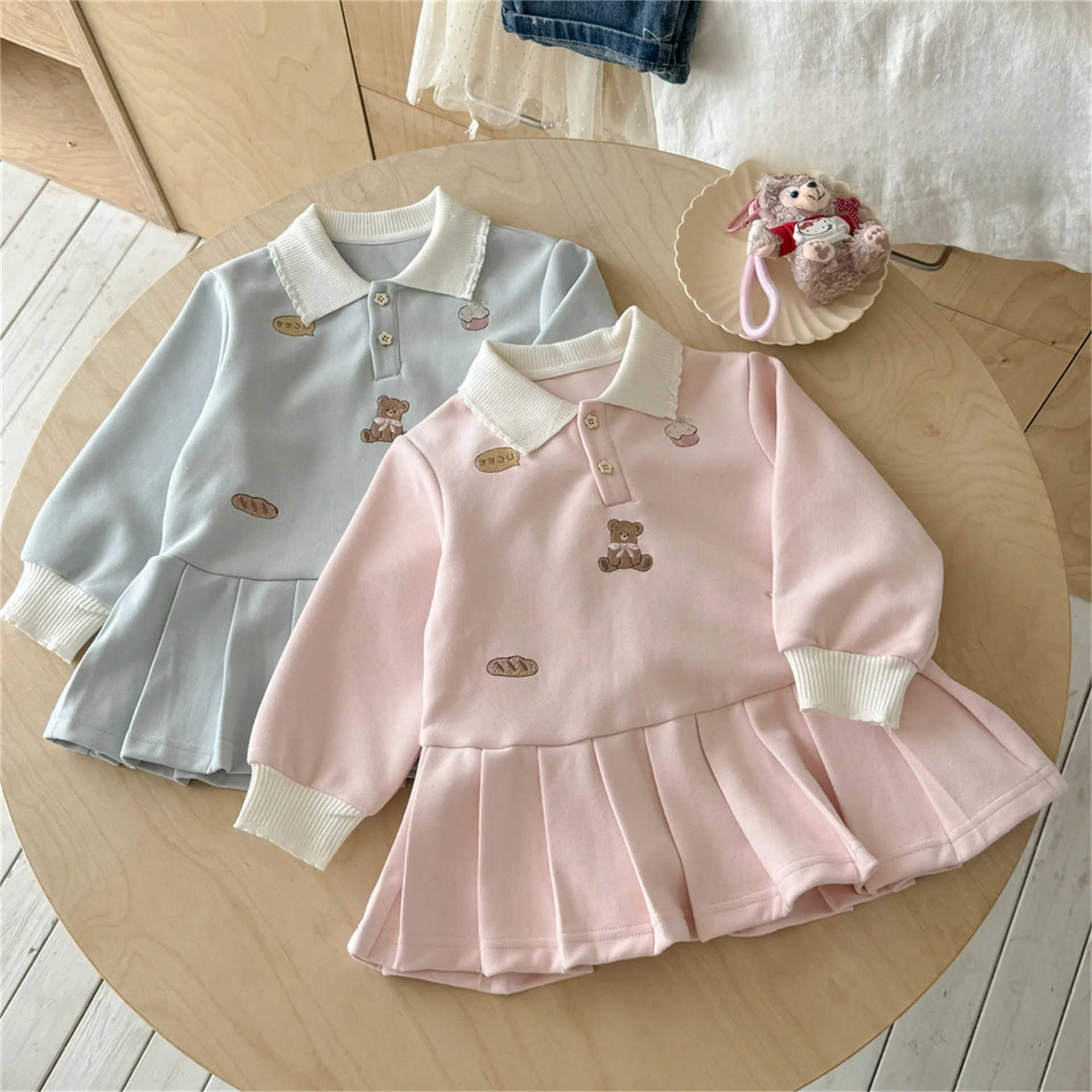 Preppy Girls Polo Princess Dress Long Sleeve Spring Autumn Gown Cute Toddler Party Outfit Party Dress for Kids Girl SSFKSS261016NGBT