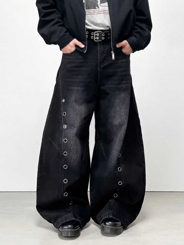 Men's Jeans 2026 American Retro Y2K Style Washed Black Baggy Jeans Pants For Men Clothing Wide Leg Cotton Loose Long Trousers Moda HombreT26101