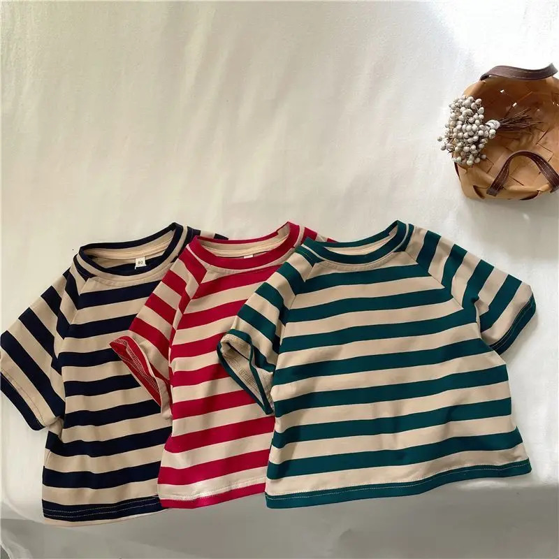 Fashion Striped T-Shirts for Kids Baby Cotton Short Sleeve Tees Boys and Girls Casual Tops Clothes261016