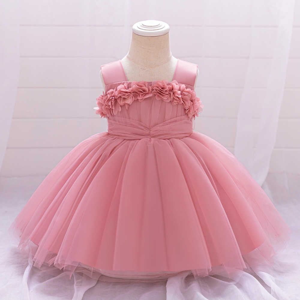 Girls Baby Party Dresses Toddler Floral Summer Clothes Tulle Girl Princess Dress Infant Baby 1st Birthday Wedding Ball Gown 0-3Y S261016A3TG