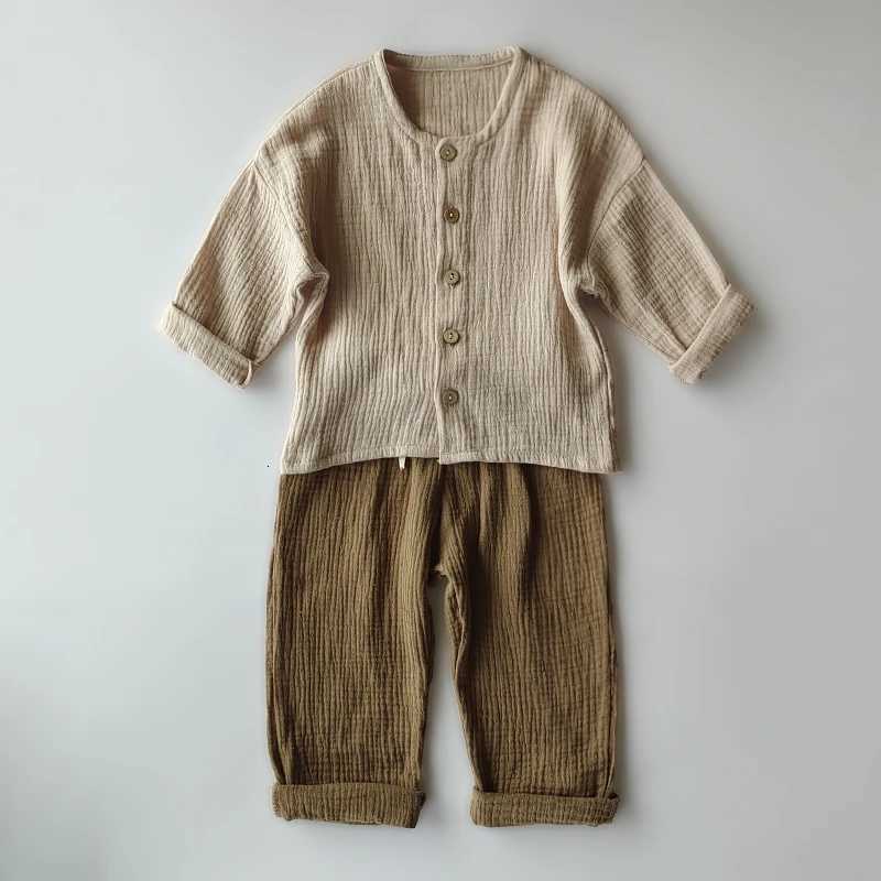 Pajamas 2pcs new Kids Clothing Set Newborn Bear Print Design Long sled cardigan tops and pants Organic Cotton Boys Girls Clothes SetsW261019