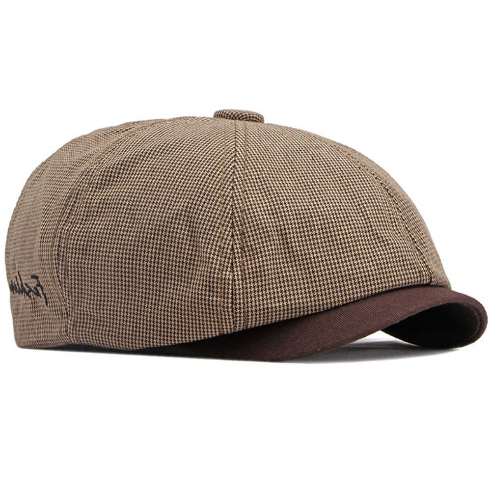 Berets HT4168 Spring Summer Caps for Men Women Artist Painter Octagonal Beret Hat Flat Cap Male Female Plaid Beret Cap S2610169B9H