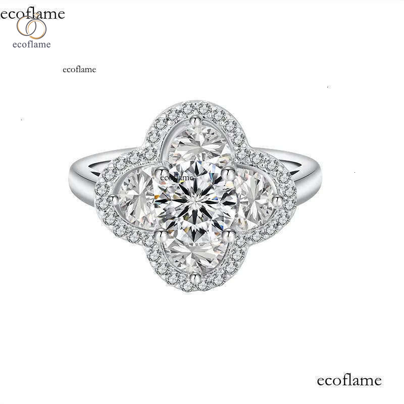 pass dia tester VVS1 D color 1CT moissanite for women sterling sier clover ring wedding rings designer jewelry woman gift with box