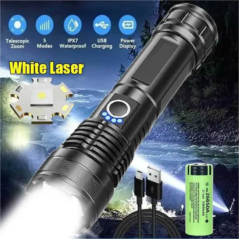 Flashlights Portable Lanterns 90000LM High Power XHP50 Led Flashlight Rechargeable Torch Zoom Usb Hand Lantern Camping Outdoor Waterproof EmergencyT
