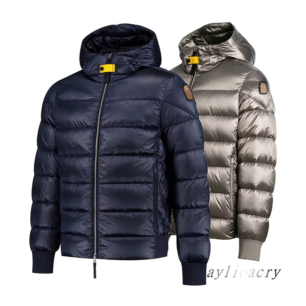 Parachute Inspired Hooded Down Coat PJS Jacket Unisex Winter Puffer Jacket With Yellow Webbing Strap Detail Water Repellent Windproof Outerwear