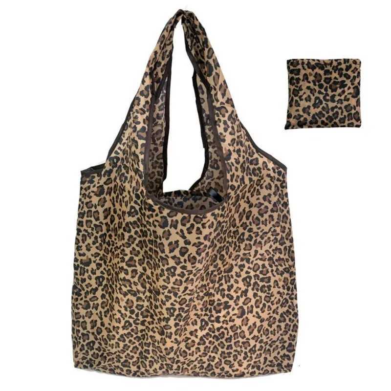 Evening Bags Leopard Print Foldable Shopping Bag Large Capacity Reusable Women Tote Bag for Travel Daily Shopping H261016