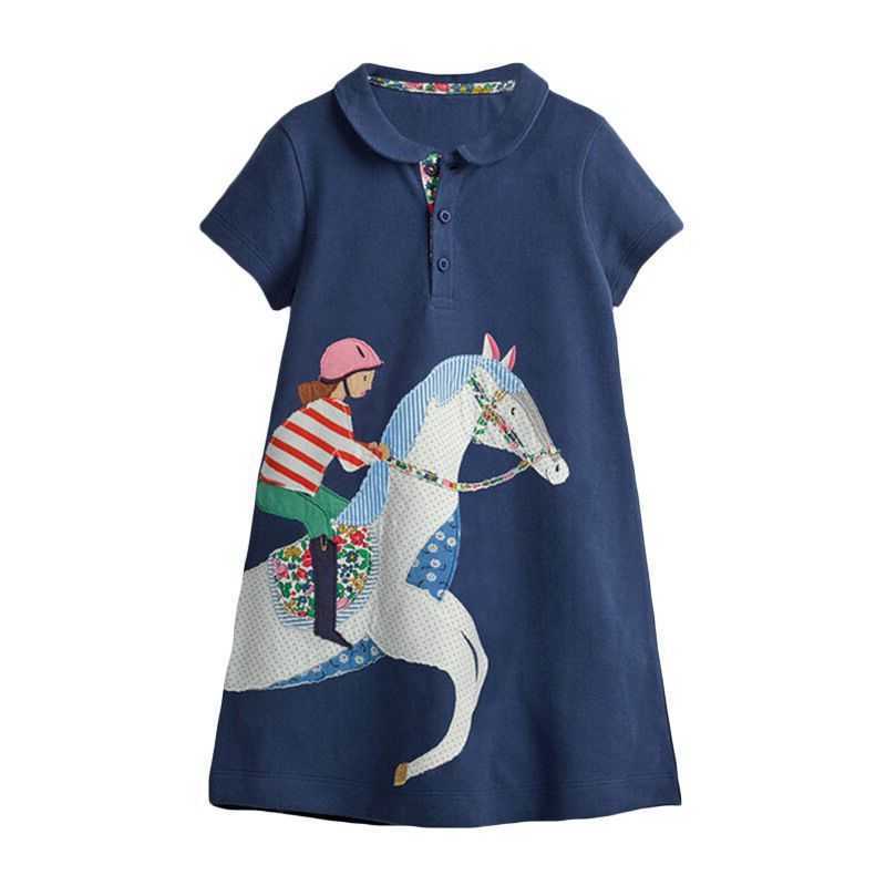 maven Little 2026 New Fashion Baby Girls Summer Dress Cotton Horse Children Casual Clothes Lovely for Kids 2-7 year S261016X6UU