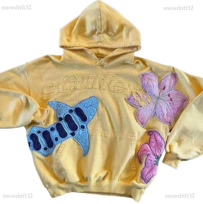 Scuffersly Hoodie Y2k Mens Designer Scuffer Sweatshirts Fashion Pattern Splicing Sports American Street Hip Hop High Retro Solid Color Unisex Clothi