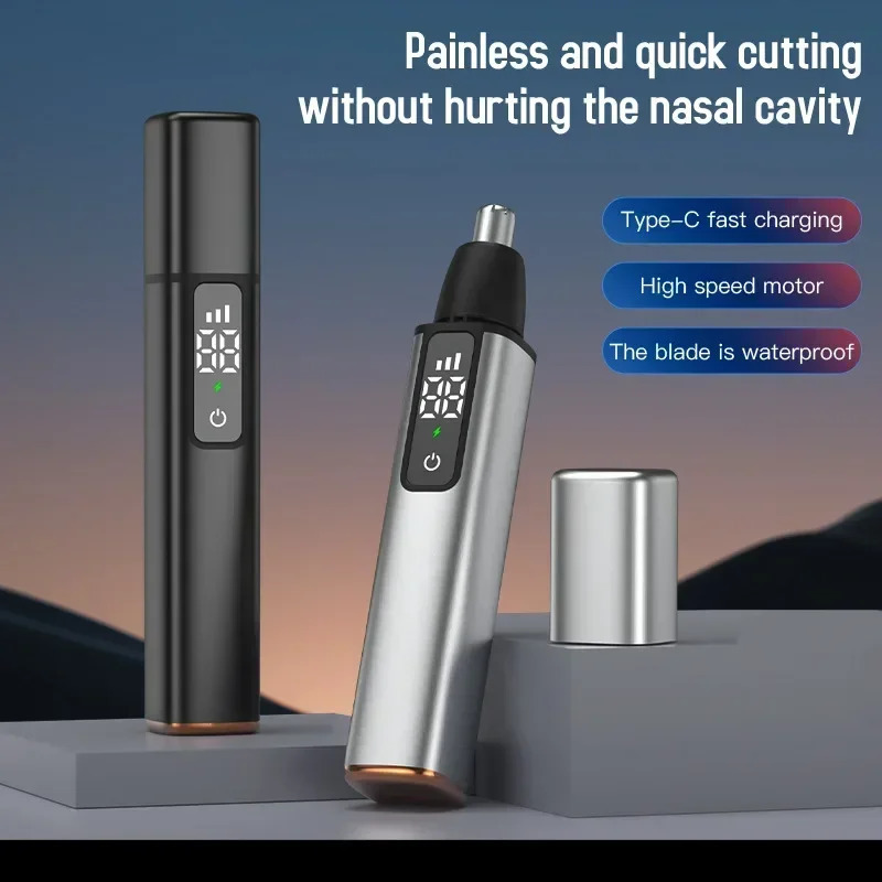 Portable LED Display Nose Hair Remover Electric Nose Hair Trimmer USB Charging Safety Face Hair Cleaning Care Kit 261016