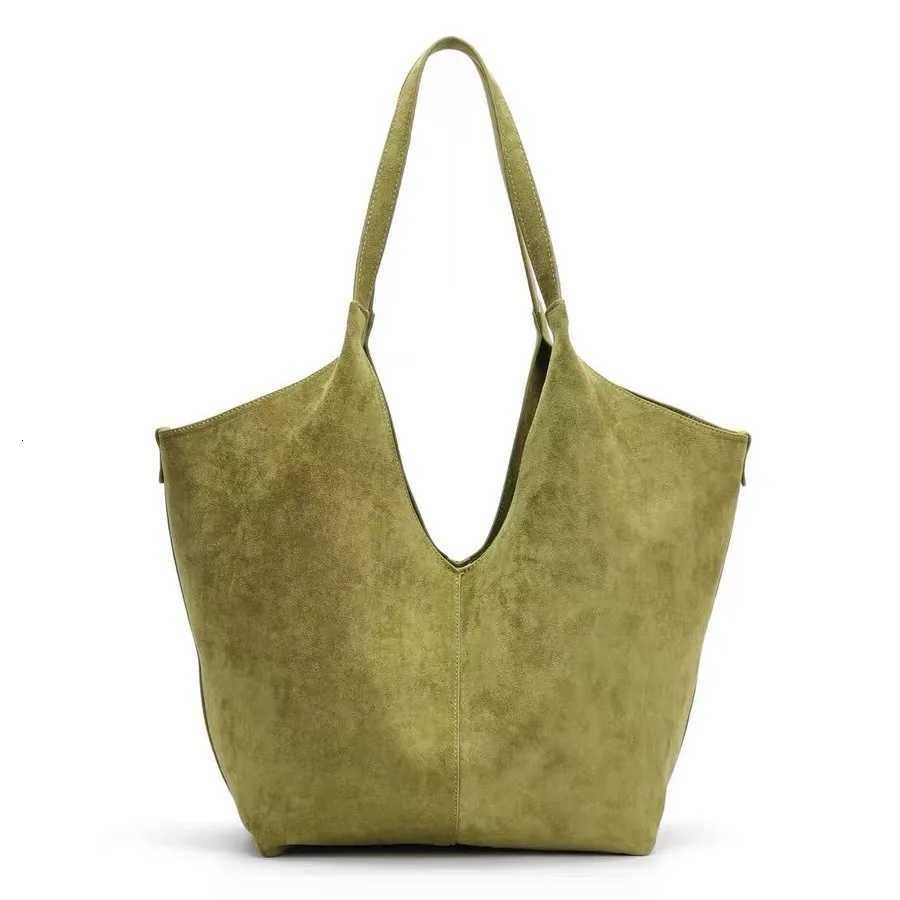 Shoulder Bags Fashion Green Bucket Bag Vintage Faux Suede Shoulder Bags for Women Designer Handbag NEW Shopper Tote Commuting Bag Purse Female H2610