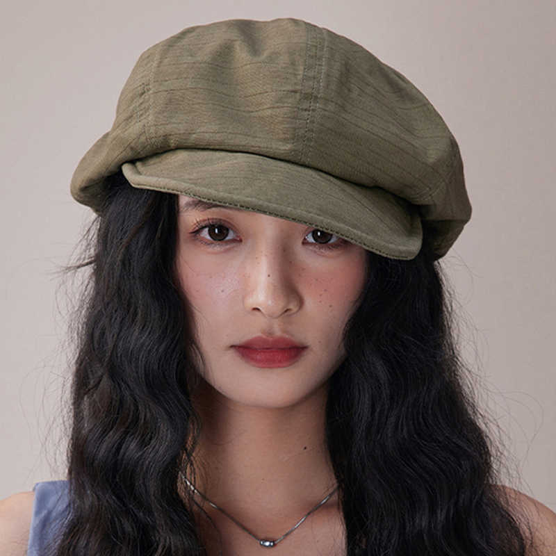 Japanese RICYGVM Cotton Hemp Beret For Women Painter Artist Hat Spring Summer Girls Peaked Cap Solid Color Fashion Octagonal Cap S261016PI0P