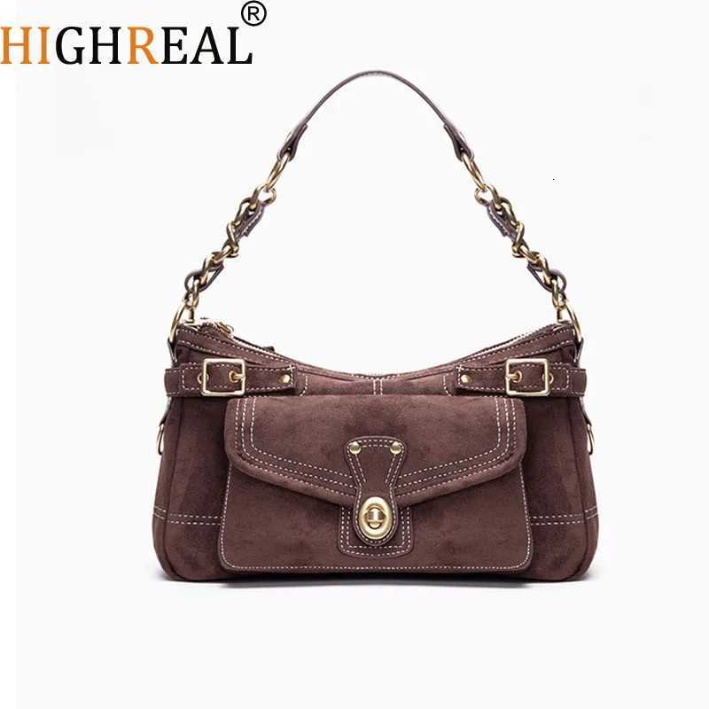 Cross Body Vintage Suede Women Shoulder Bag Casual Commuter Pillow Bag Single Shoulder Crossbody Bag Multi-pocket Large Capacity Totes H261016