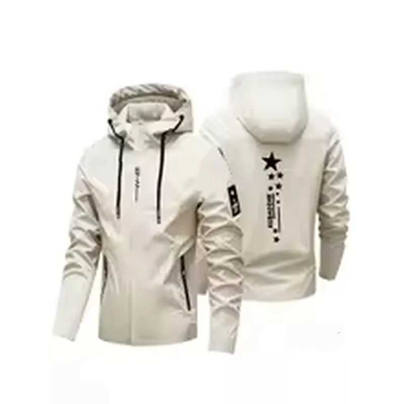 Outdoor Jackets Hoodies Men Star tter Print Hooded Windproof Outdoor Casual Zipper Coat Orange Black White Gray Blue Spring Autumn SportsT261016