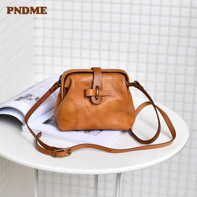 Shoulder Bags PNDME Fashion Genuine Leather mini Ladies Shoulder Bag Natural First Layer Cowhide Women's Weekend Party Small Messenger Bag H261