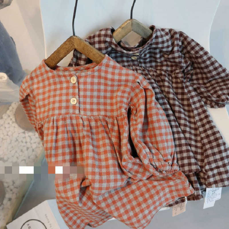 Clothing Children Girls Plaid Lady Long Sleeved Dress Princess 2026 Spring and Summer New Fashionable Casual Simple Dress S261016SUOS