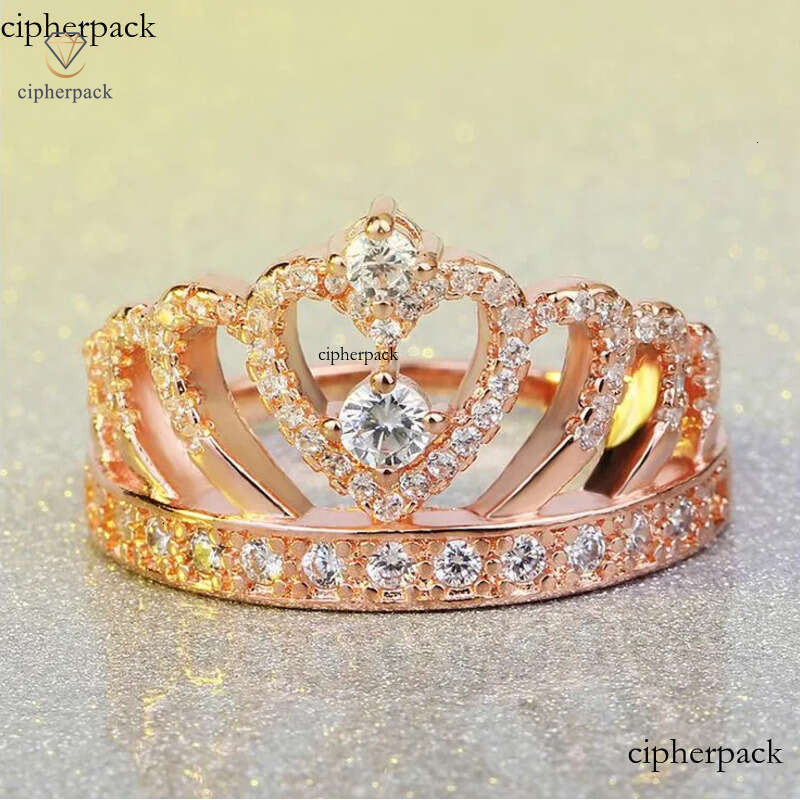 Classical Jewelry Crown Wedding Band Ring for Women Sterling Sier&Rose Gold Filled White Sapphire CZ Dia Finger Rings Gift