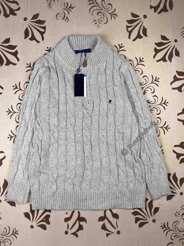 polo Fall And Winter Knitted Sweaters For Men Designer Cable Knit Couple Stand Collar Embroidered Half Zip Womens Sweater Tops Coat polo c60