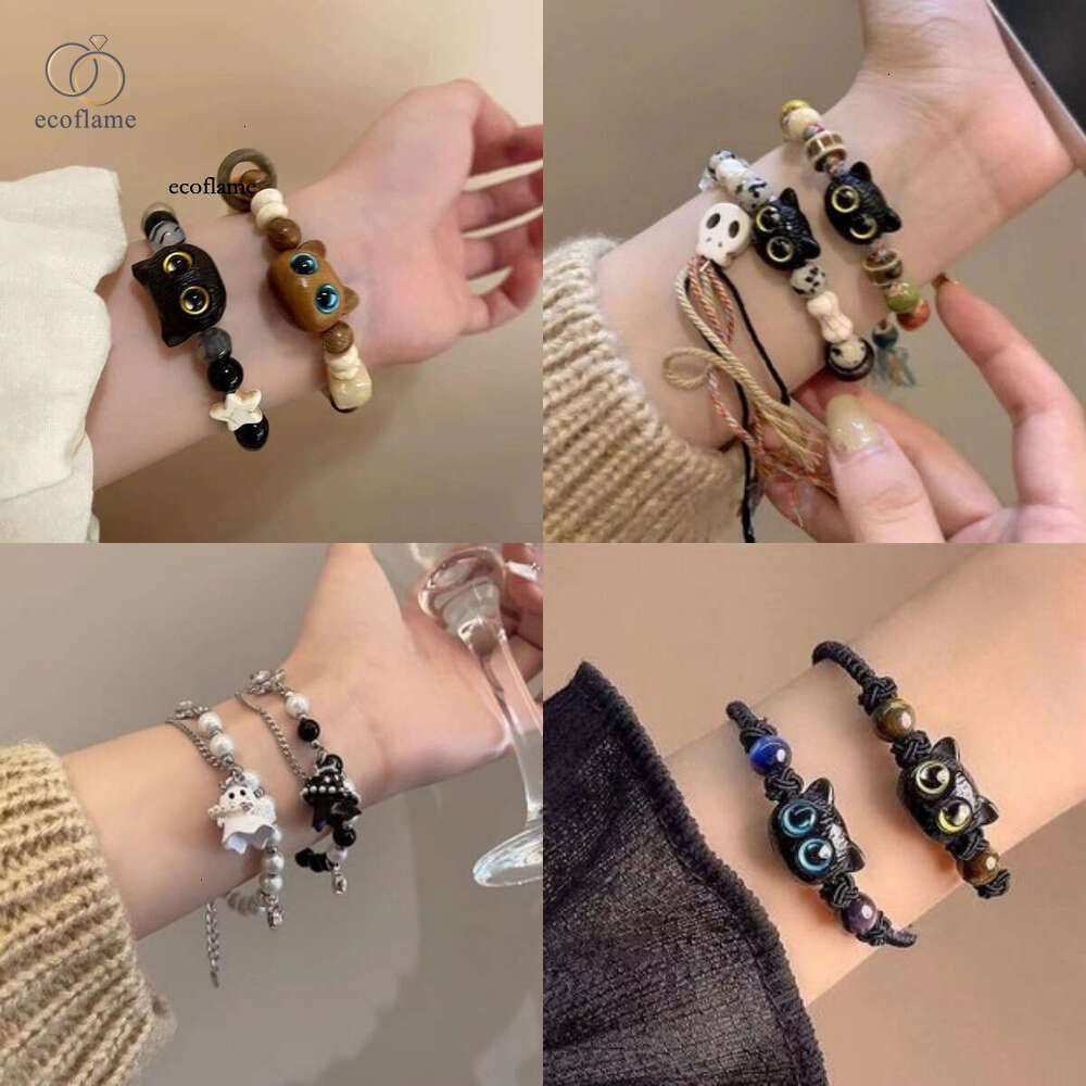 Sweet and cool kitty! Trendy niche design cat beaded for women, light luxury vintage cute bracelet