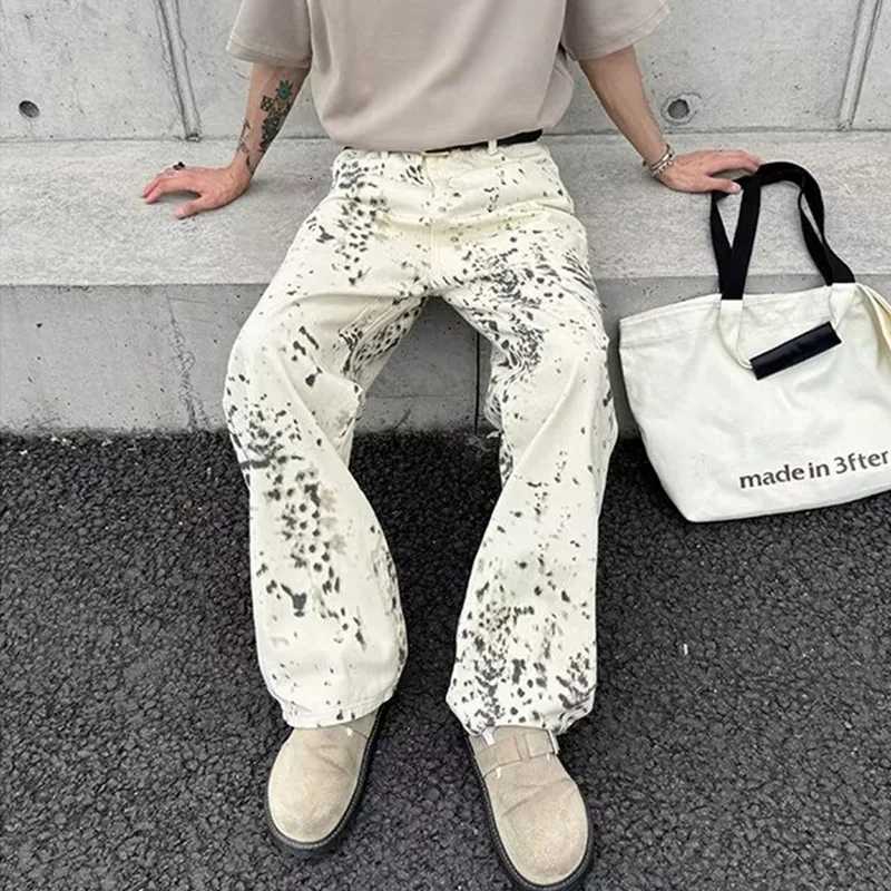 Men's Jeans 2000S CloTHes Y2K Fashion White Leopard Baggy Pants For Men luxury Designer Casual Long Trousers Ropa De Hombre 2024T261016
