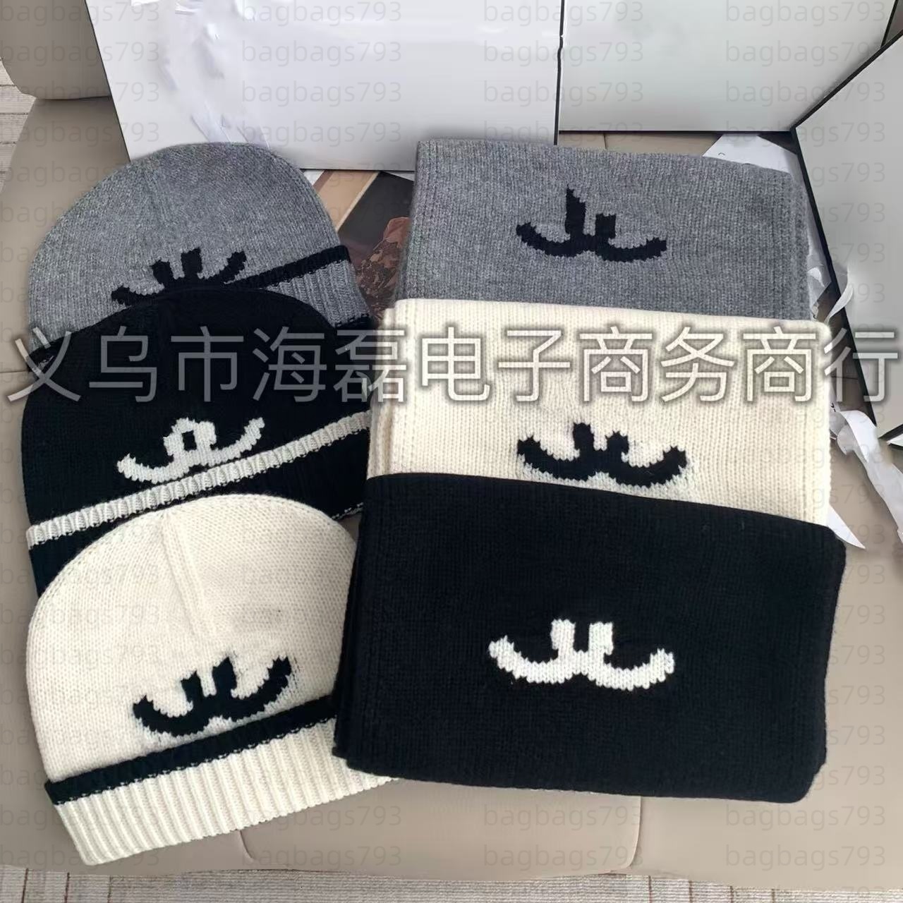 Scarves designer scarf for women wool knitted letter contrasting large classic color scheme soft warm everyday styling simple and elegant winter sca