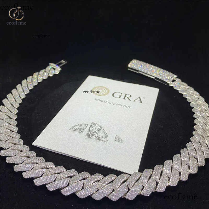 Heavier Big Guy 20mm 4 Row Dias Necklace Sterling Sier Iced Out Vvs Moissanite Dia Cuban Link Chain