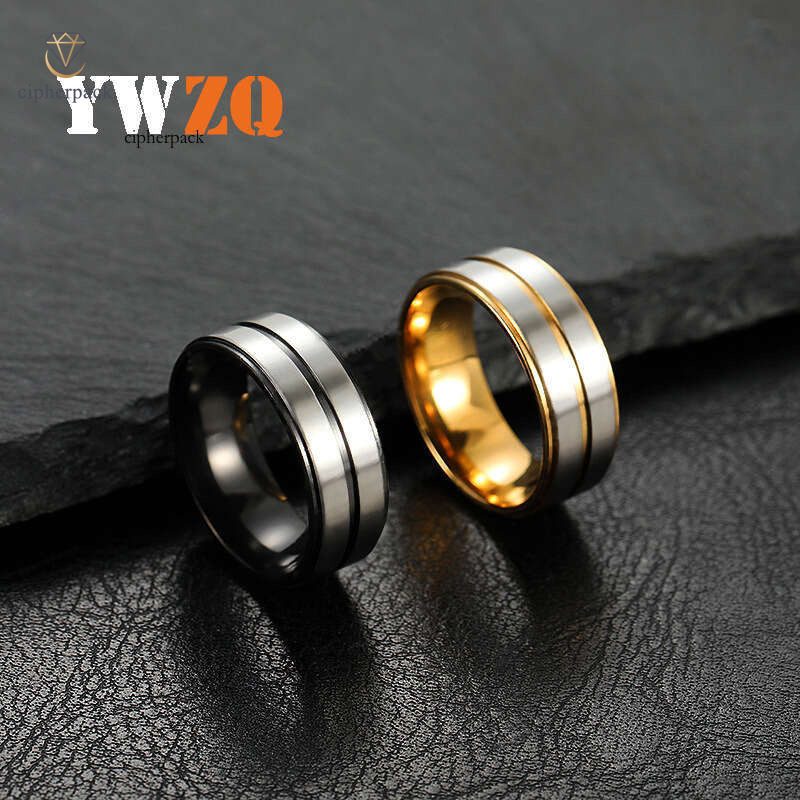 925 Sterling Silver 18K Gold jewelry two-tone 8mm flat inner ball and two small steps with a matte center line couple's ring manufacturer