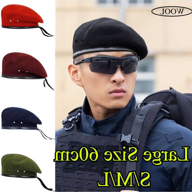 Size Large Wool Military Army Berets Hat for Big Head Unisex Men Women Devil Soldier Winter Warm Wide Beret Cap Painters Hats S26101692JW