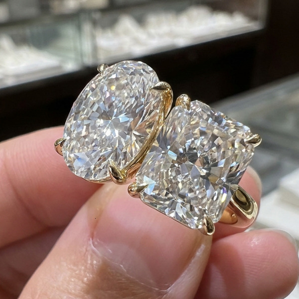Custom Oval Cushion Two Stone Setting 10K/14K/18K Gold Lab Grown Diamond Engagement Ring IGI Certified Wedding Gift for Women