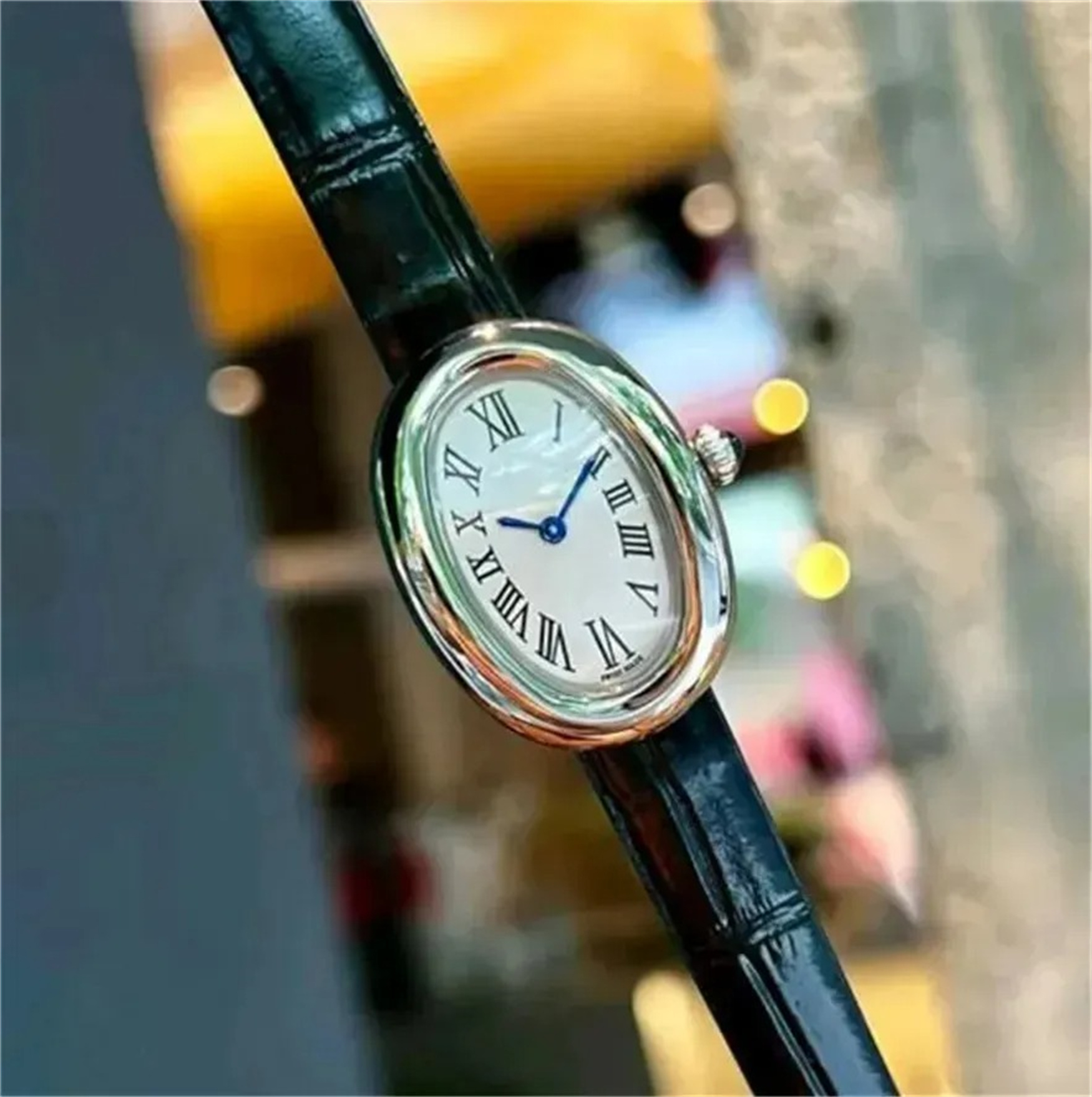 U1 Top-grade AAA Designers Watch Vintage Blue Pointer Bathtub Diamond Bezel Designers Baignoires Oval Quartz Movement Sapphire Versatile De Lady Wri