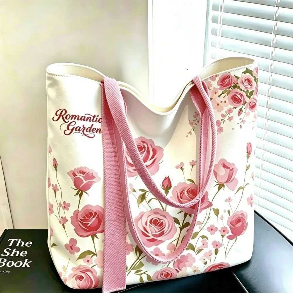Evening Bags Portable Floral Canvas Tote Bag Large Capacity Lightweight Shoulder Bag Reusable Shopping Bag For Work H261016