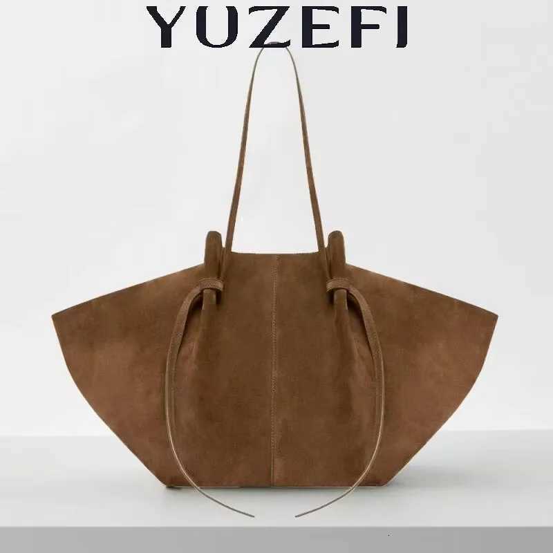 Yuzefi Solid Color Women's Shoulder Bag Suede Frosted Large Capacity Design Shoulder Bag High-quality Multifunctional Bag X261016